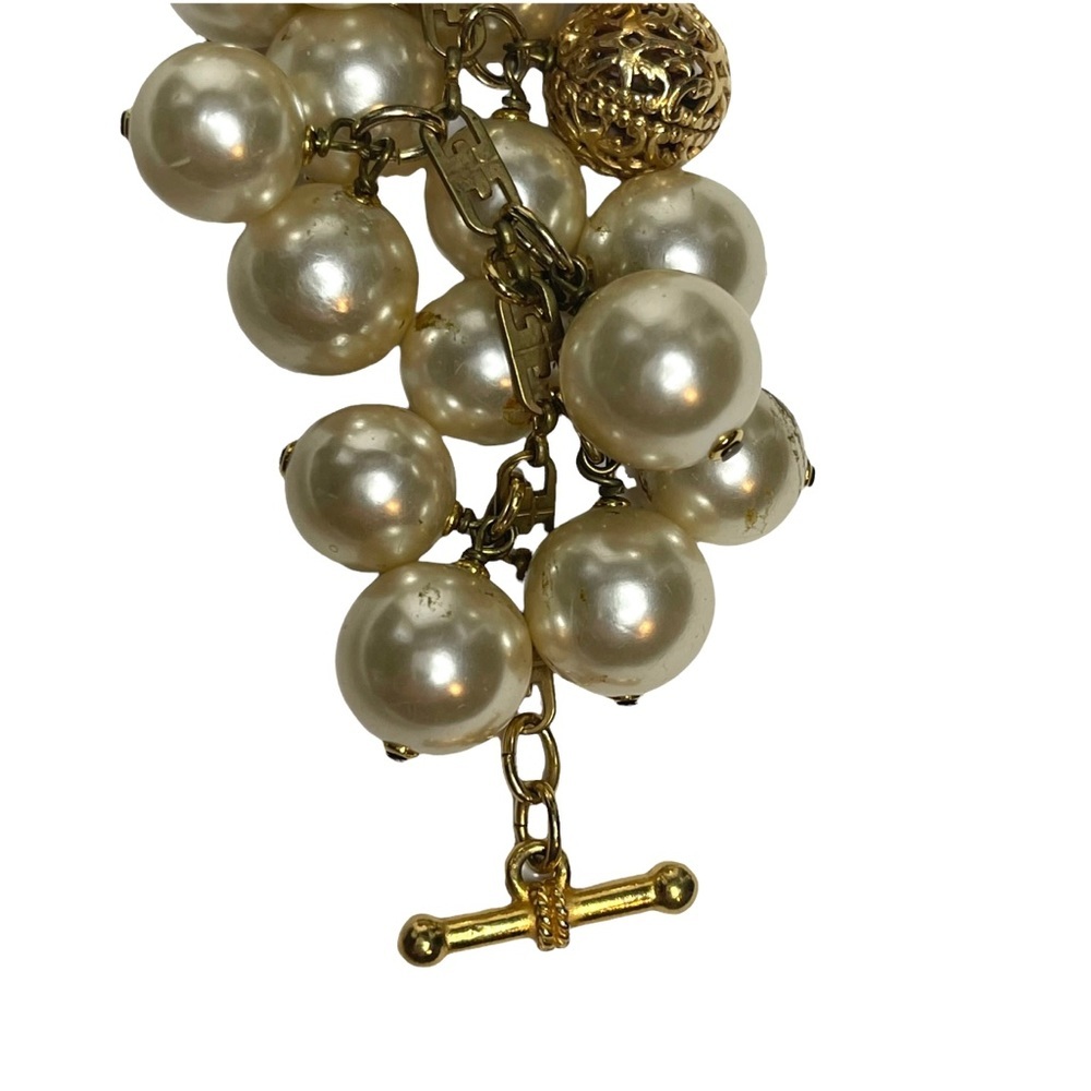 Vintage Signed Scorpios Paris Baroque Pearl and Gold Bead Chain Bracelet - Picture 11 of 15